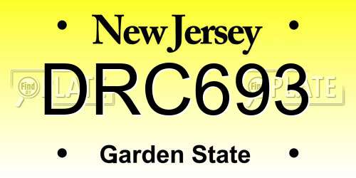 DRC693 New Jersey License Plate