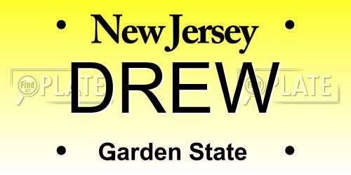 DREW New Jersey License Plate