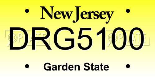 DRG5100 New Jersey License Plate