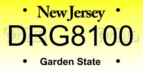 DRG8100 New Jersey License Plate