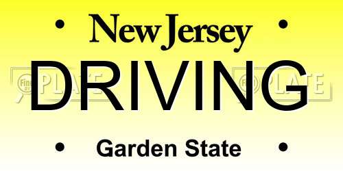 DRIVING New Jersey License Plate