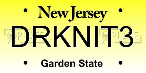 DRKNIT3 New Jersey License Plate