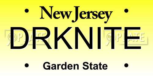 DRKNITE New Jersey License Plate