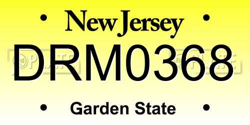 DRM0368 New Jersey License Plate