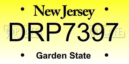 DRP7397 New Jersey License Plate