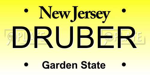 DRUBER New Jersey License Plate