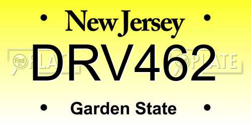 DRV462 New Jersey License Plate