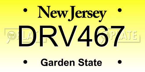 DRV467 New Jersey License Plate