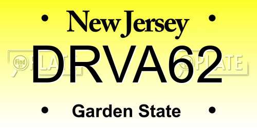 DRVA62 New Jersey License Plate
