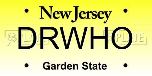 DRWHO New Jersey License Plate