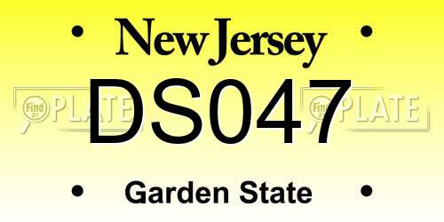 DS047 New Jersey License Plate