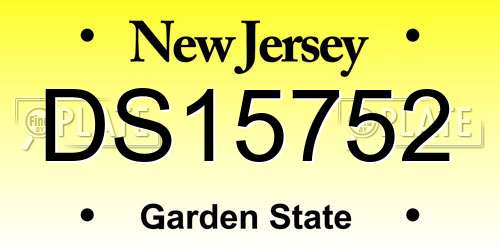 DS15752 New Jersey License Plate