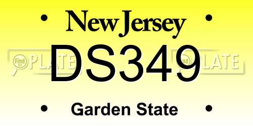 DS349 New Jersey License Plate
