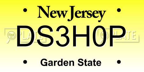 DS3H0P New Jersey License Plate