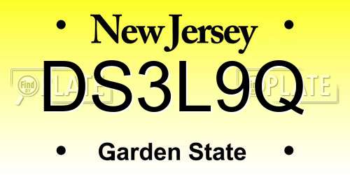 DS3L9Q New Jersey License Plate
