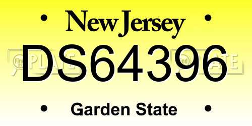 DS64396 New Jersey License Plate