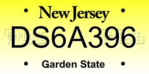 DS6A396 New Jersey License Plate