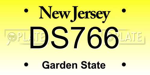 DS766 New Jersey License Plate