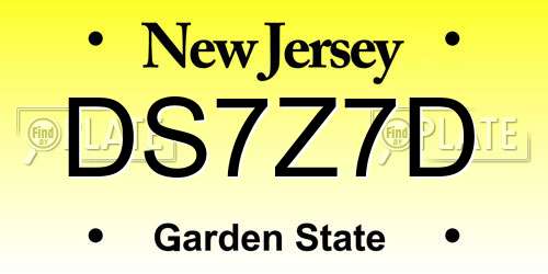 DS7Z7D New Jersey License Plate