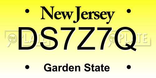 DS7Z7Q New Jersey License Plate