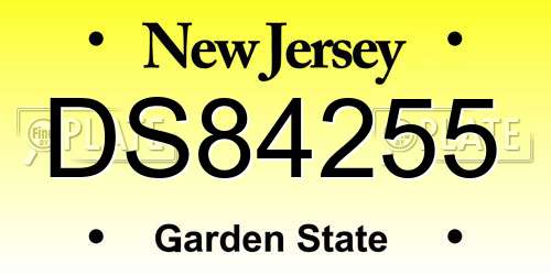 DS84255 New Jersey License Plate