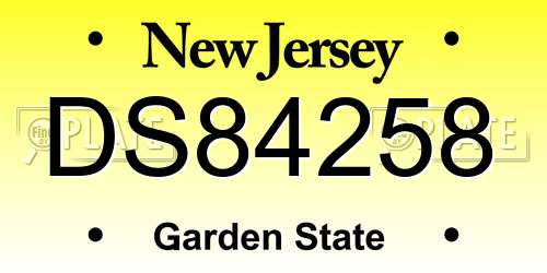 DS84258 New Jersey License Plate