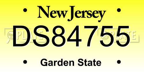 DS84755 New Jersey License Plate