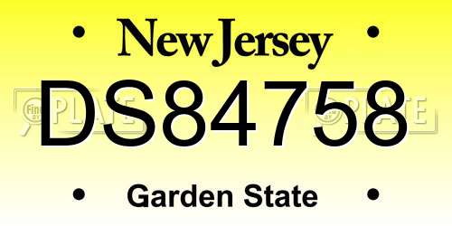 DS84758 New Jersey License Plate