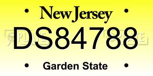 DS84788 New Jersey License Plate