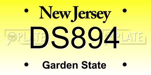 DS894 New Jersey License Plate