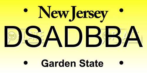 DSADBBA New Jersey License Plate