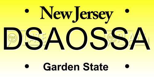 DSAOSSA New Jersey License Plate