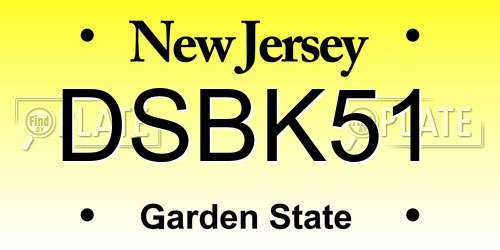 DSBK51 New Jersey License Plate