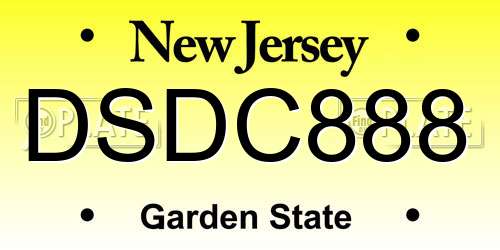 DSDC888 New Jersey License Plate