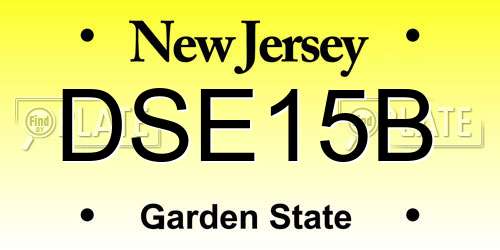 DSE15B New Jersey License Plate