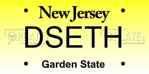 DSETH New Jersey License Plate