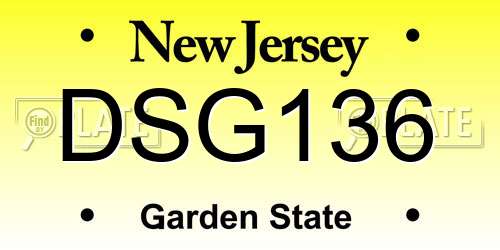 DSG136 New Jersey License Plate
