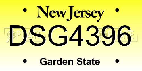 DSG4396 New Jersey License Plate
