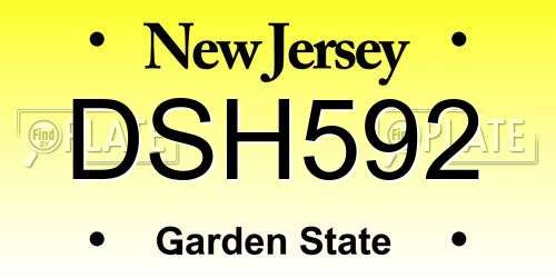 DSH592 New Jersey License Plate