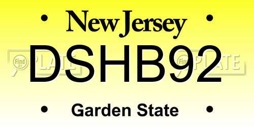 DSHB92 New Jersey License Plate