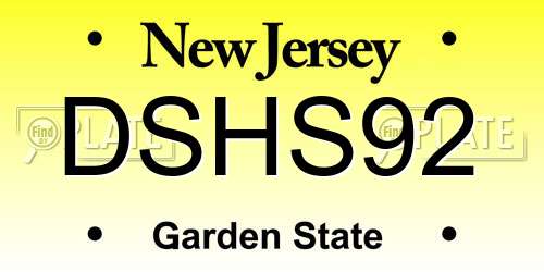 DSHS92 New Jersey License Plate