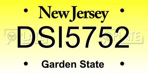 DSI5752 New Jersey License Plate