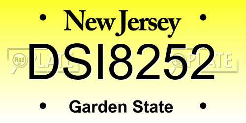 DSI8252 New Jersey License Plate