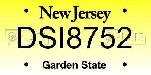 DSI8752 New Jersey License Plate