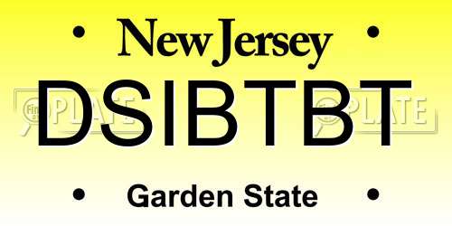 DSIBTBT New Jersey License Plate