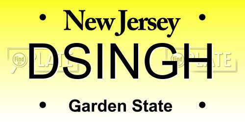 DSINGH New Jersey License Plate
