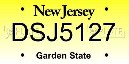 DSJ5127 New Jersey License Plate