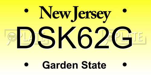 DSK62G New Jersey License Plate