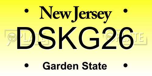 DSKG26 New Jersey License Plate