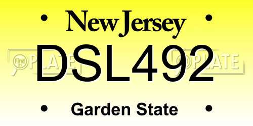 DSL492 New Jersey License Plate
